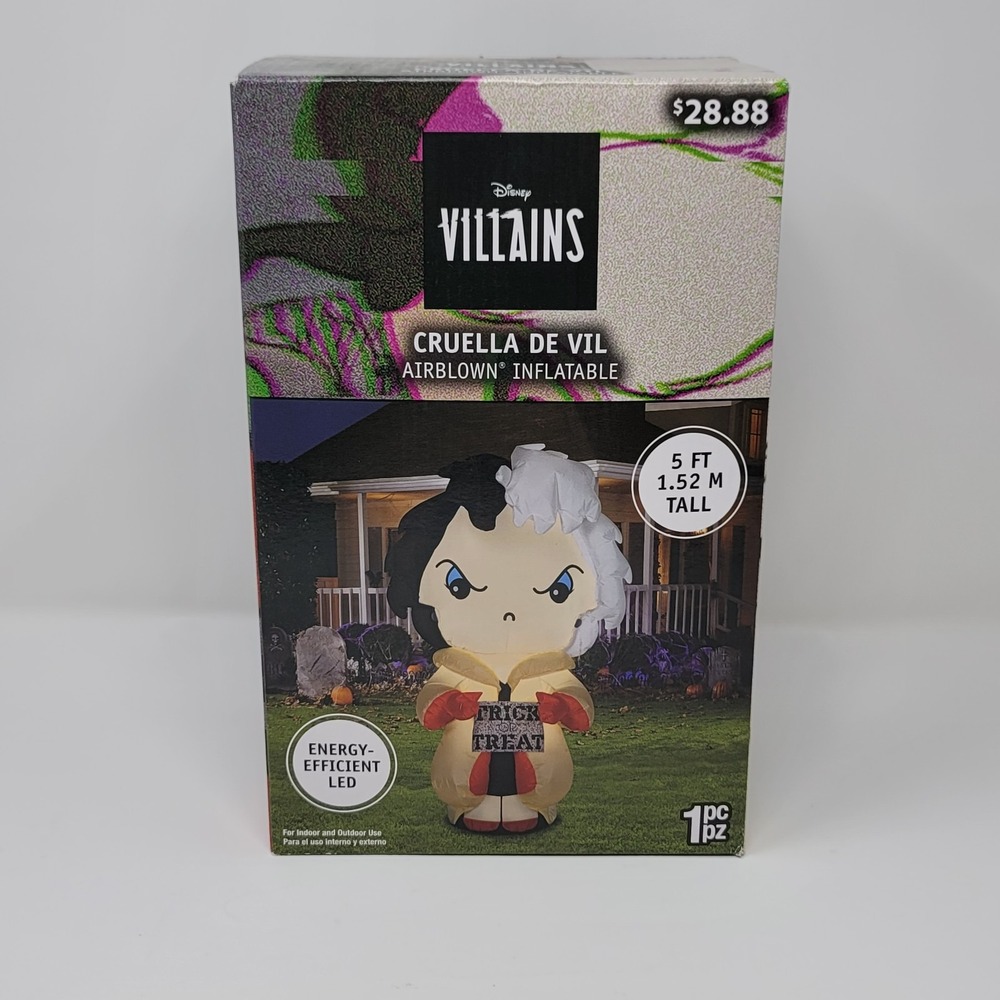 Disney Villains Cruella De Vil Airblown Inflatable 5 FT Tall Black White LED